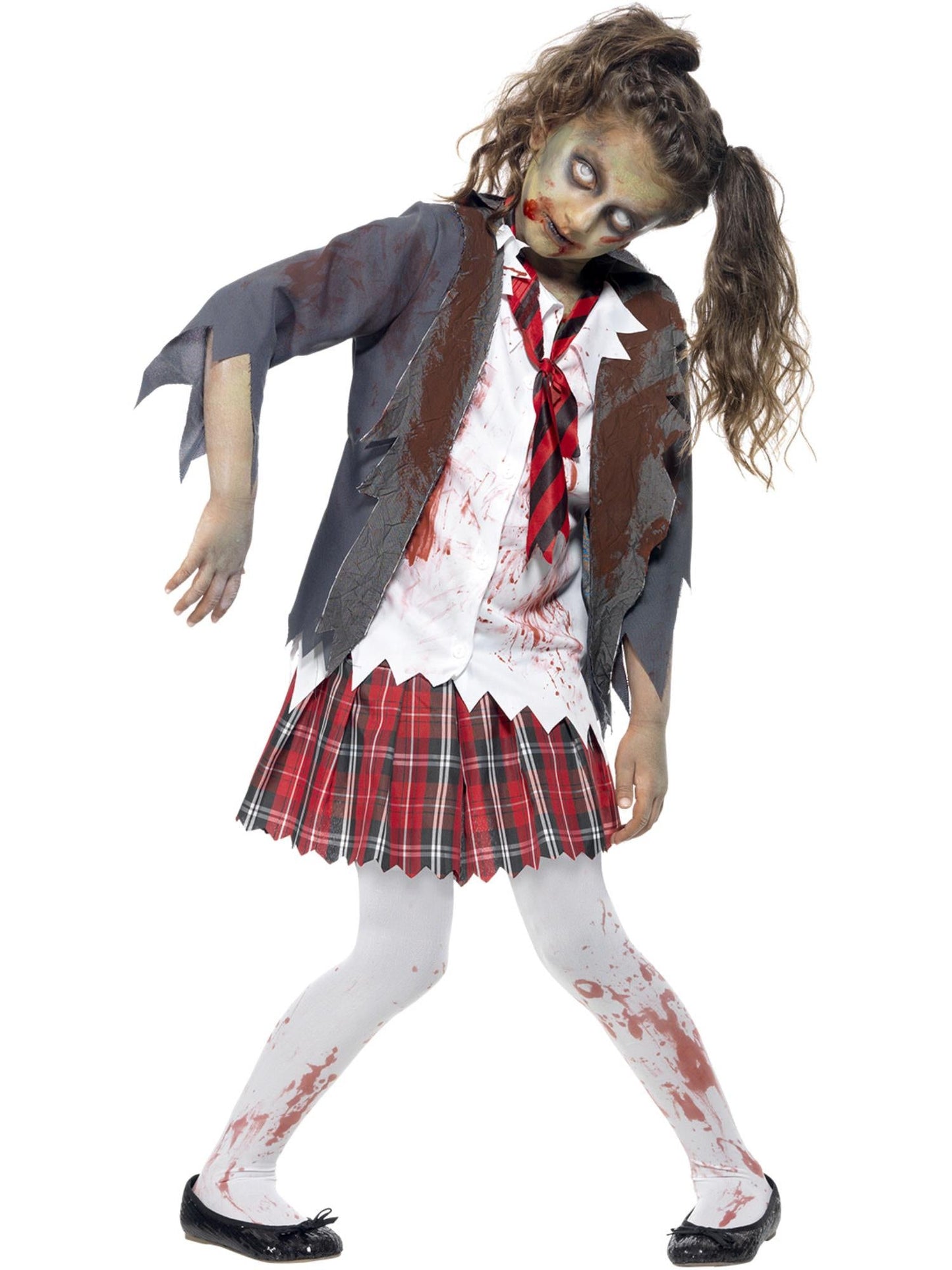 Zombie School Girl Halloween Costume | Blood Stained Outfit Kids