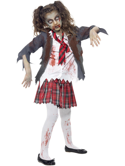 Zombie School Girl Halloween Costume | Blood Stained Outfit Kids