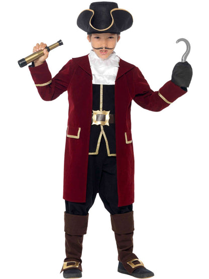 Deluxe Pirate Captain Costume | Jacket Waistcoat Hat Set Kids