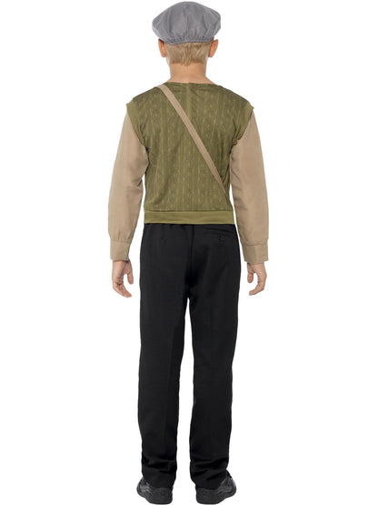 Evacuee Boy Costume Kit | Brown Cap Satchel & Jumper Set