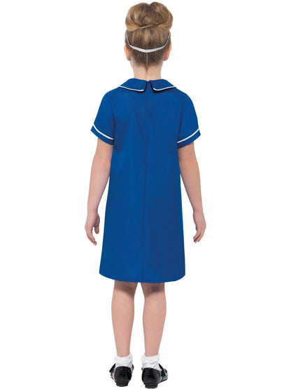 Blue Nurse Classic Costume | Polyester Dress & Headpiece Set