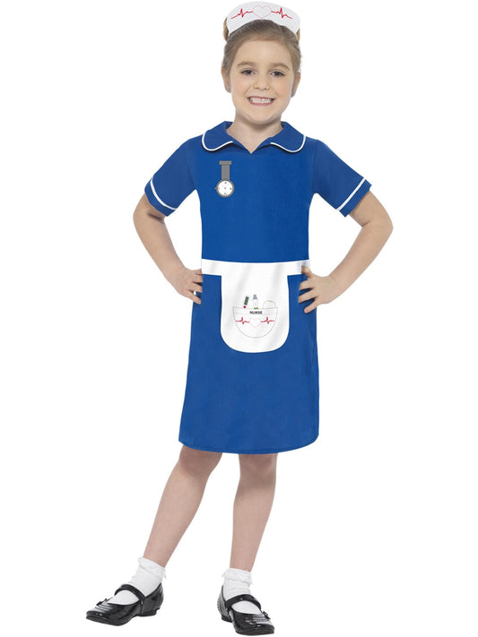 Blue Nurse Classic Costume | Polyester Dress & Headpiece Set