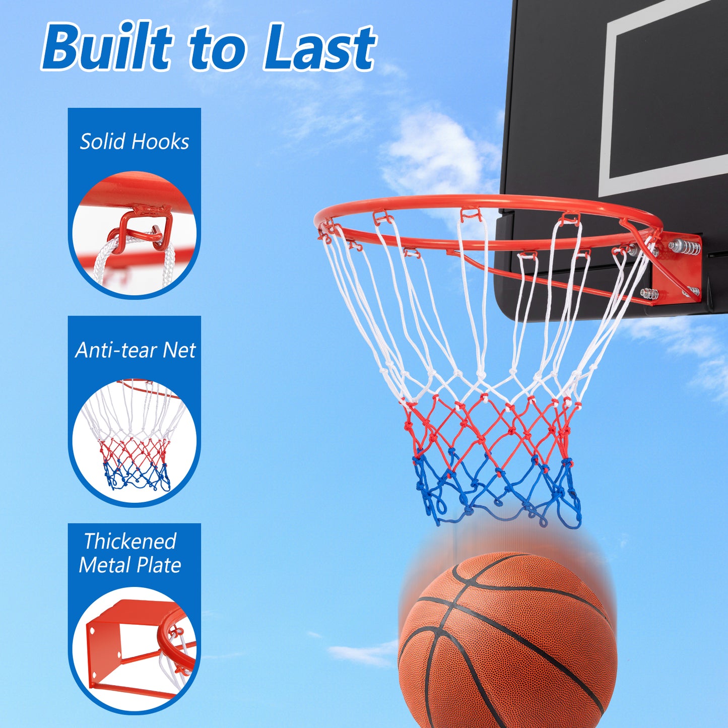 45cm Orange Basketball Rim | Wall Mount Indoor Outdoor Metal