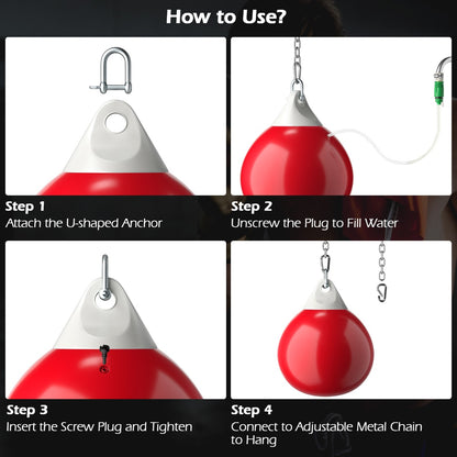 45cm Water Filled Boxing Punching Bag | Adjustable Chain White