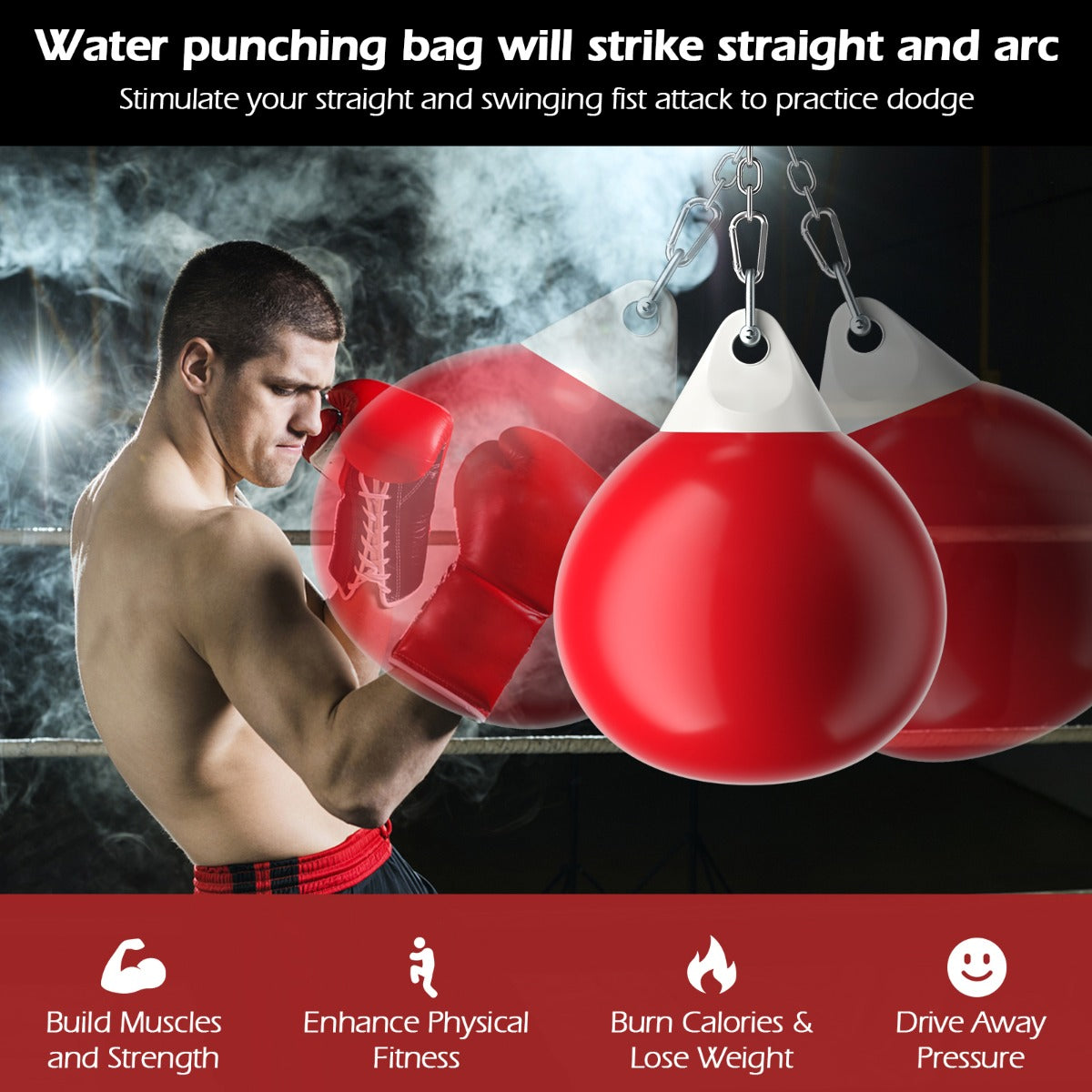 45cm Water Filled Boxing Punching Bag | Adjustable Chain White