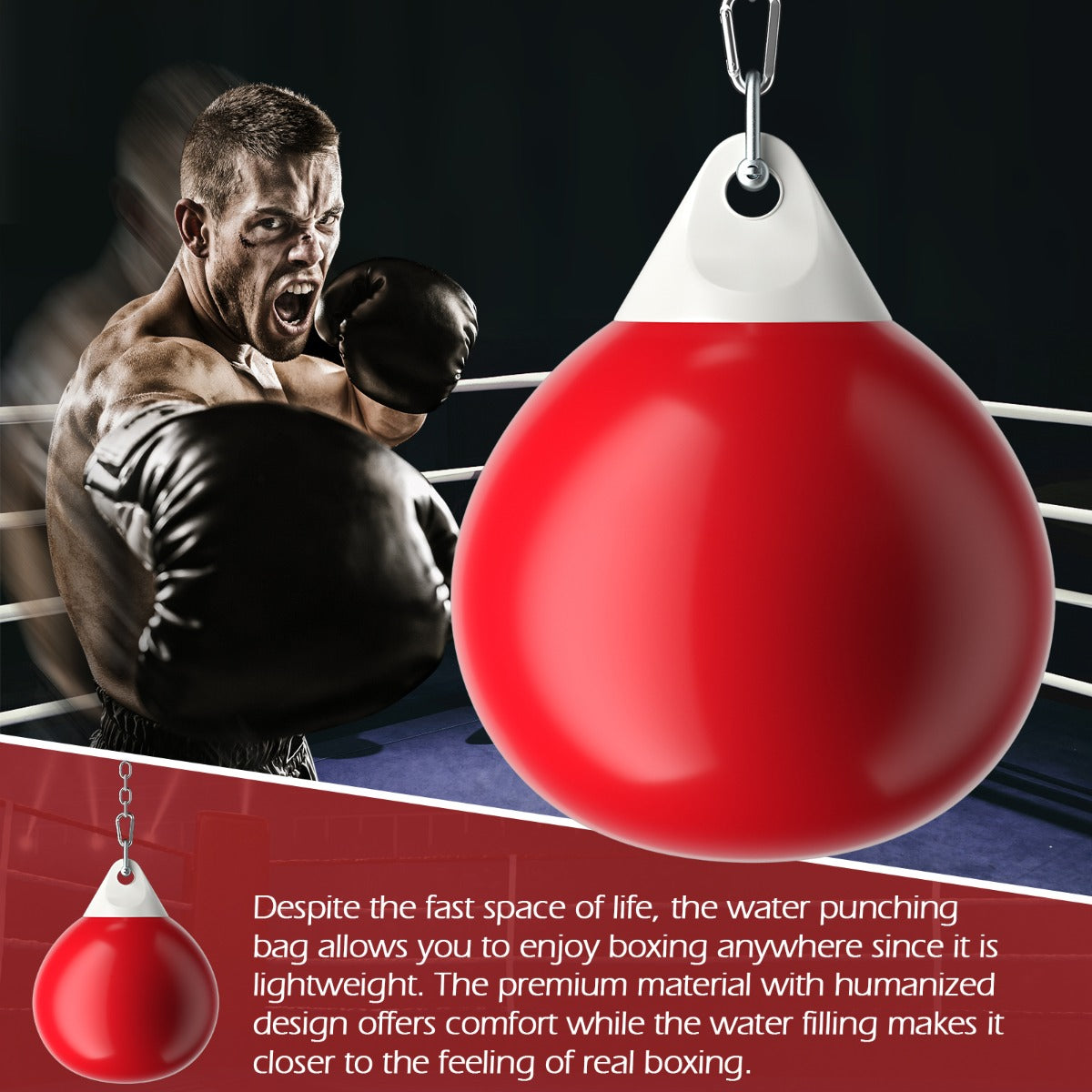 45cm Water Filled Boxing Punching Bag | Adjustable Chain White