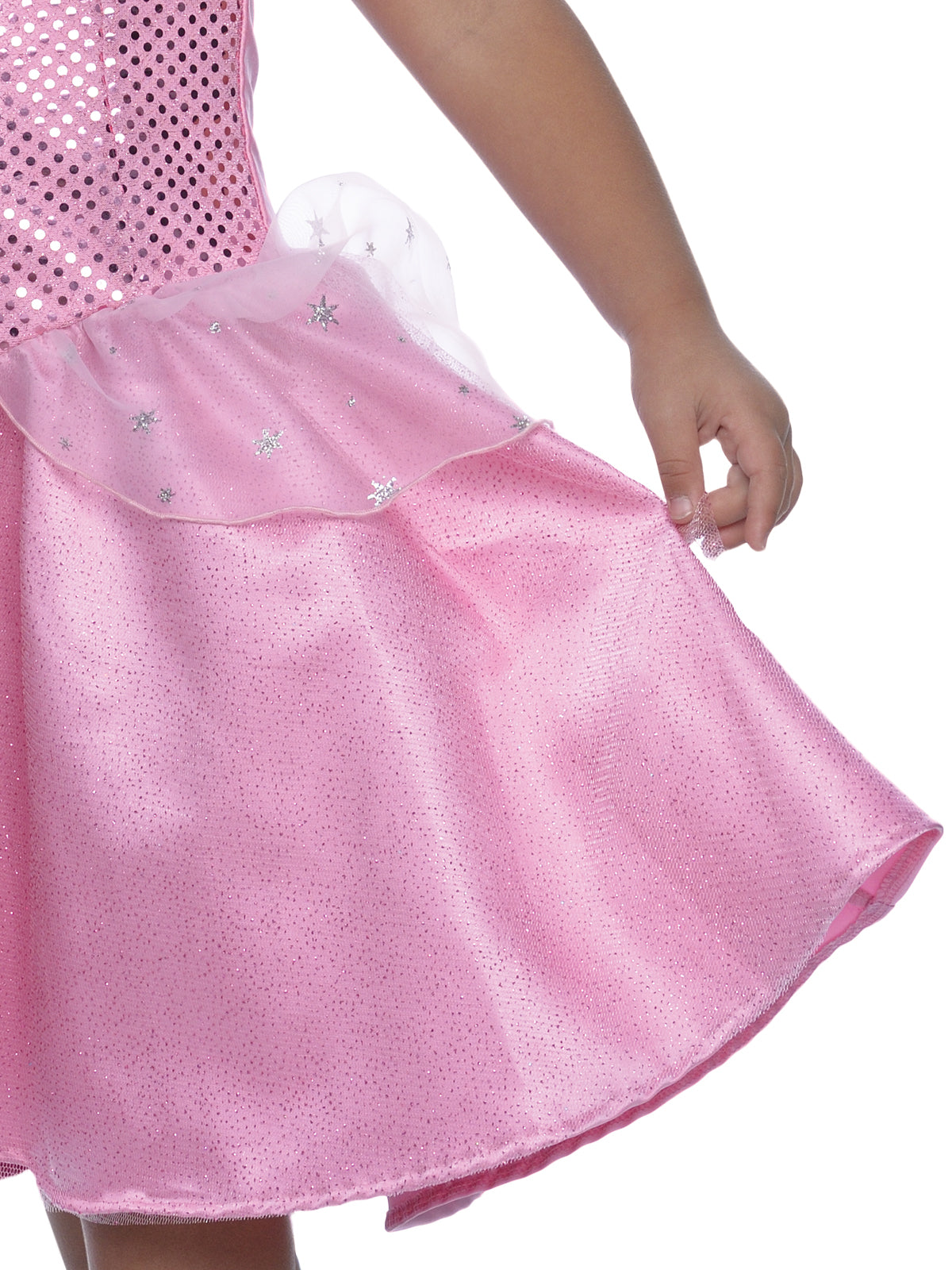 Glinda the Good Witch Wizard of Oz costume for kids with pink dress and tiara.