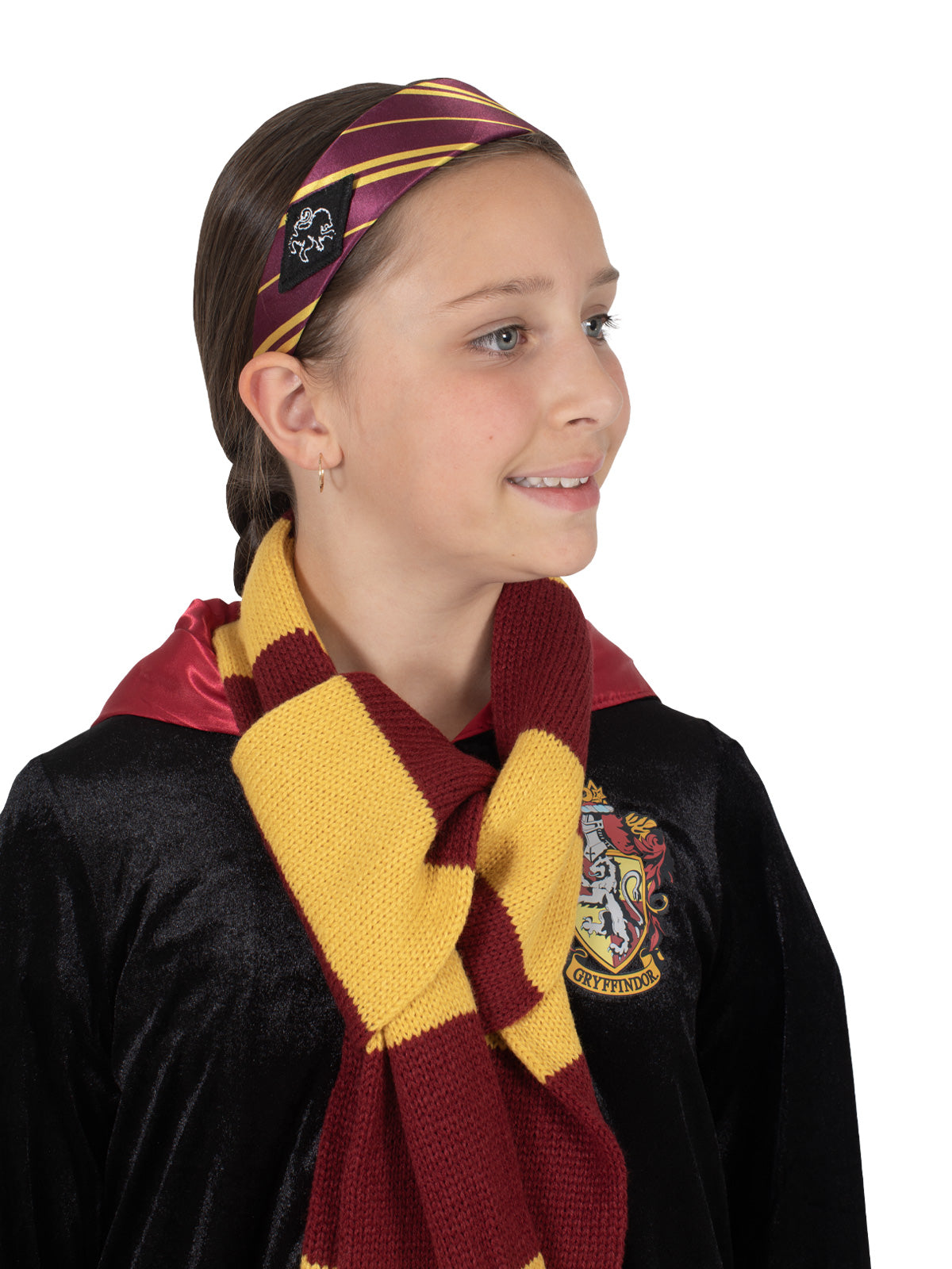 Harry Potter Gryffindor Scarf & Headband Set for kids to wear at home.