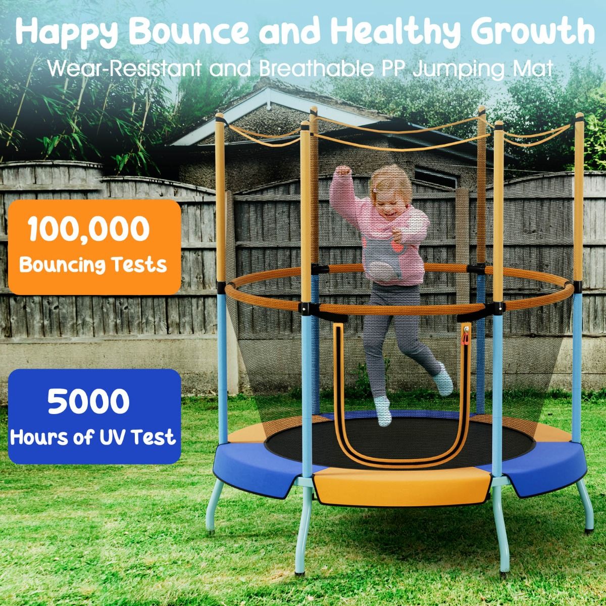 4ft Kids Indoor/Outdoor Trampoline with Safety Net Enclosure