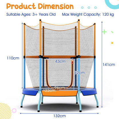 4ft Kids Indoor/Outdoor Trampoline with Safety Net Enclosure