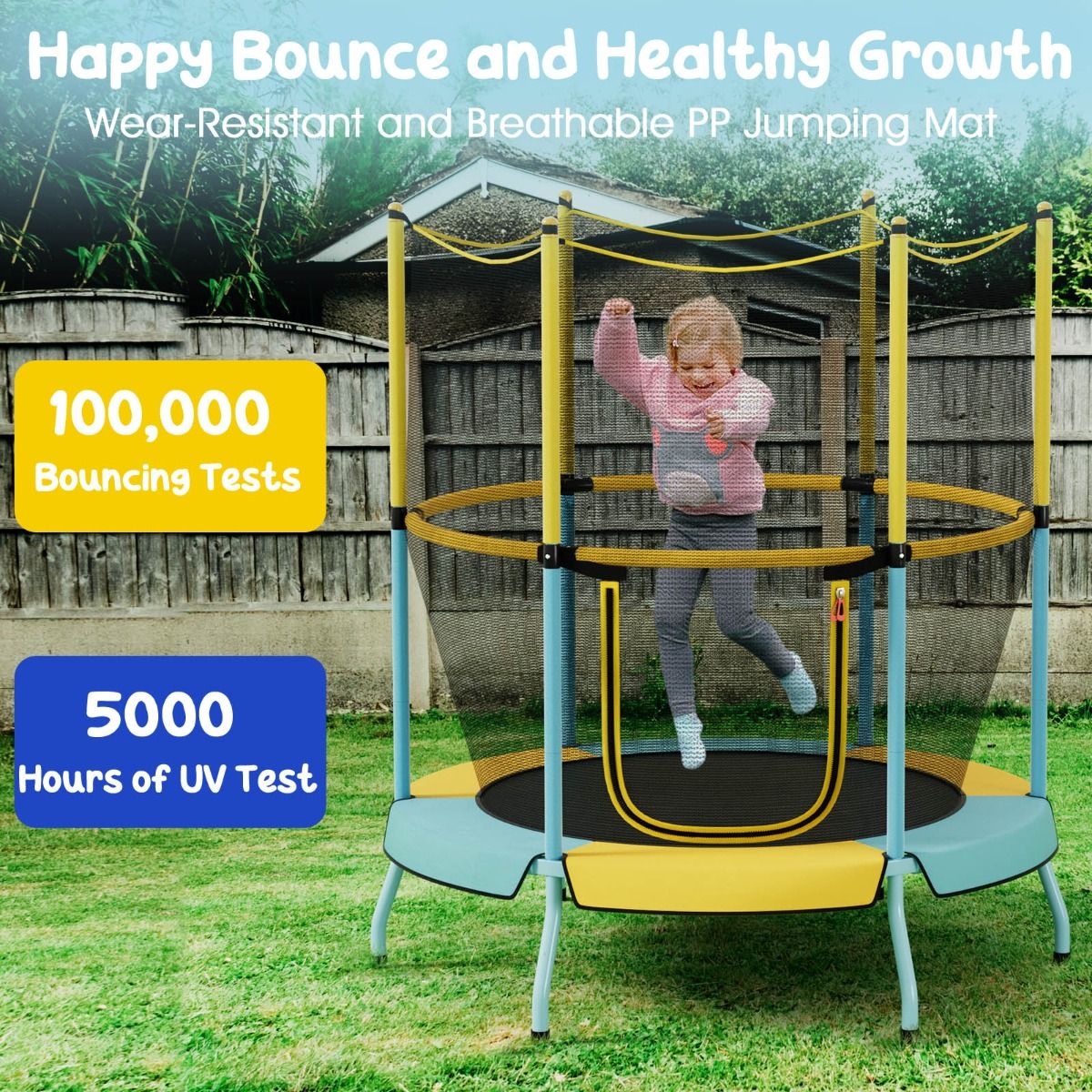 48 Inch Kids Bounce Trampoline with Enclosure Net
