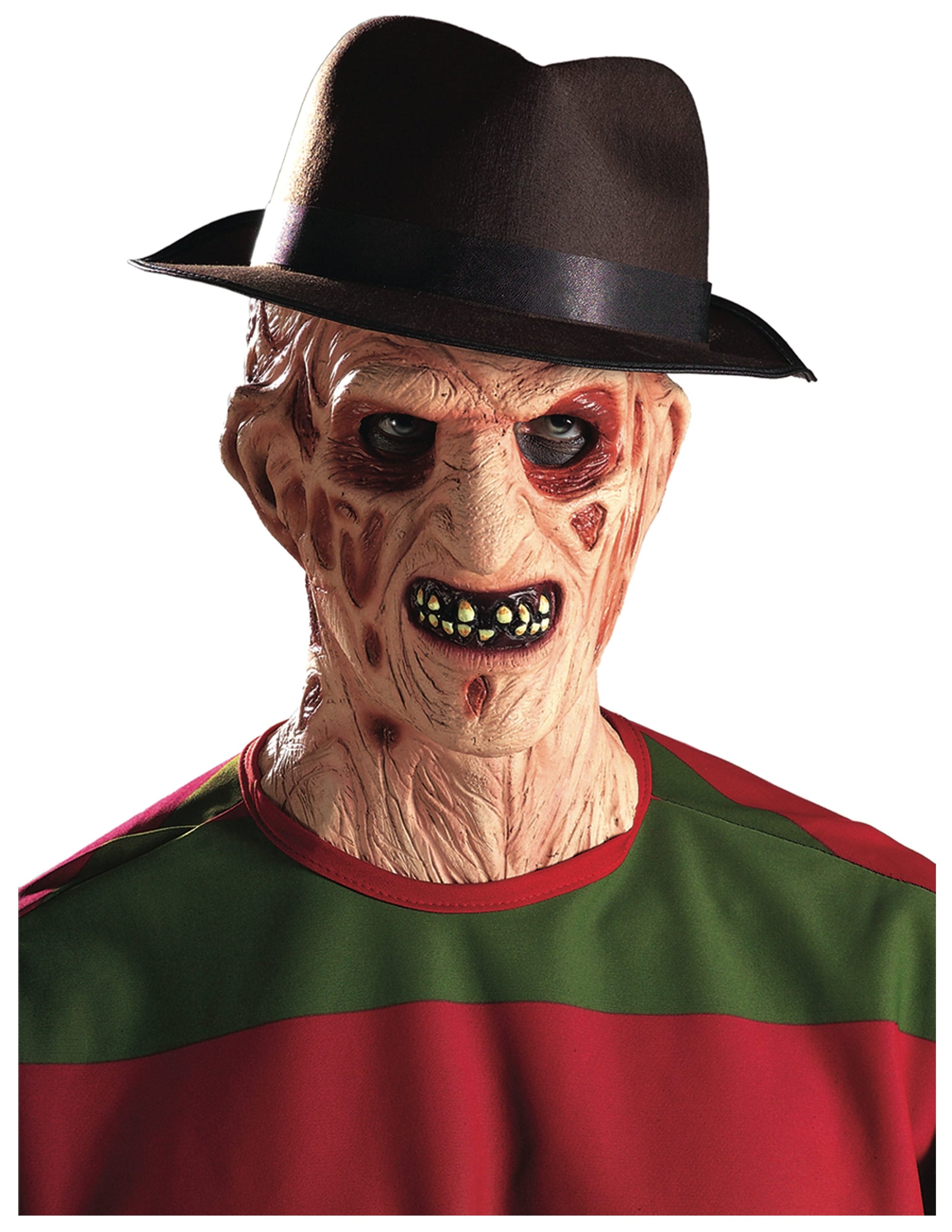 Freddy Krueger hat for Halloween costume. Nightmare on Elm Street theme. Child-friendly accessory.