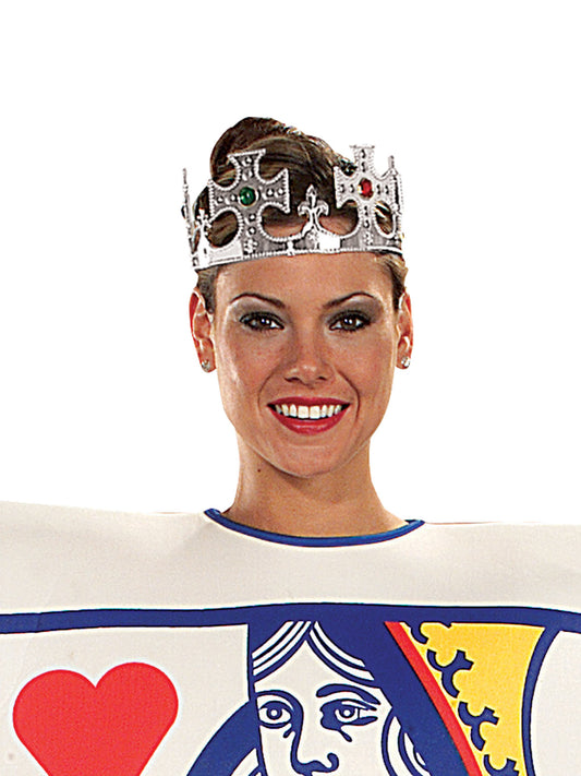 Queen Of Hearts Card Costume Adult | Crown & Printed Tunic