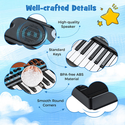 49 Key Electric Piano Keyboard | Microphone & 8 Tones | Black