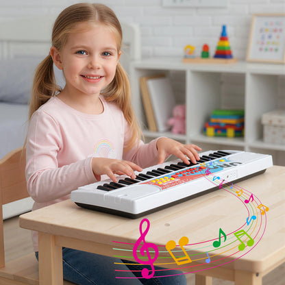 49 Keys Portable Electric Keyboard Piano with Microphone and 8 Tones-White