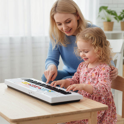 49 Keys Portable Electric Keyboard Piano With Microphone And 8 Tones White
