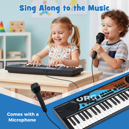49 Key Electric Piano Keyboard | Microphone & 8 Tones | Black