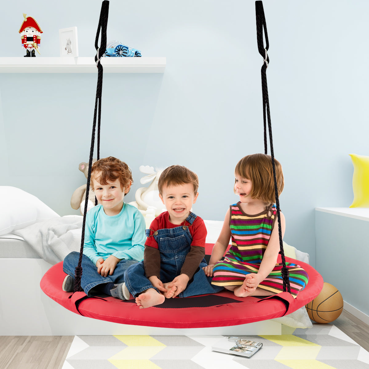2 In 1 Tree Tent Swing Set | Green Adjustable Hanging Ropes
