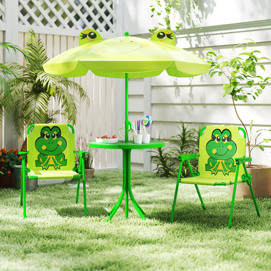 4 Piece Kids Picnic Set | Foldable Table & Chairs | Light Green