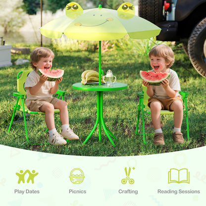 4 Piece Kids Picnic Set | Foldable Table & Chairs | Light Green