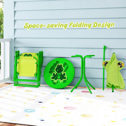 4 Piece Kids Picnic Set | Foldable Table & Chairs | Light Green