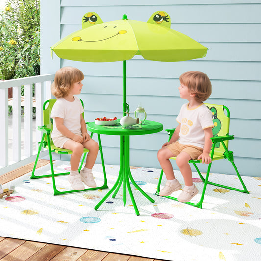 4 Piece Kids Picnic Set | Foldable Table & Chairs | Light Green
