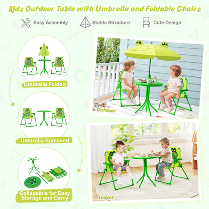4 Piece Kids Picnic Set | Foldable Table & Chairs | Light Green