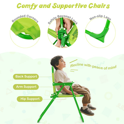 4 Piece Kids Picnic Set | Foldable Table & Chairs | Light Green