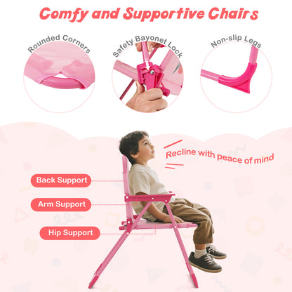 Mermaid Kids Pink Picnic Table Set | 4 Piece Folding Outdoor Furniture