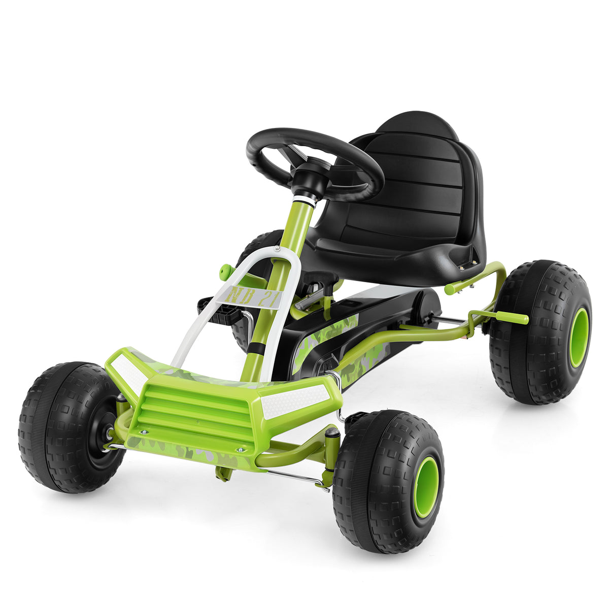 Green 4-Wheel Pedal Go Kart | Adjustable Seat & Multi-Terrain