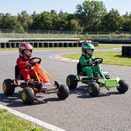 Red 4-Wheel Pedal Go Kart | Handbrake & Multi-Terrain Wheels
