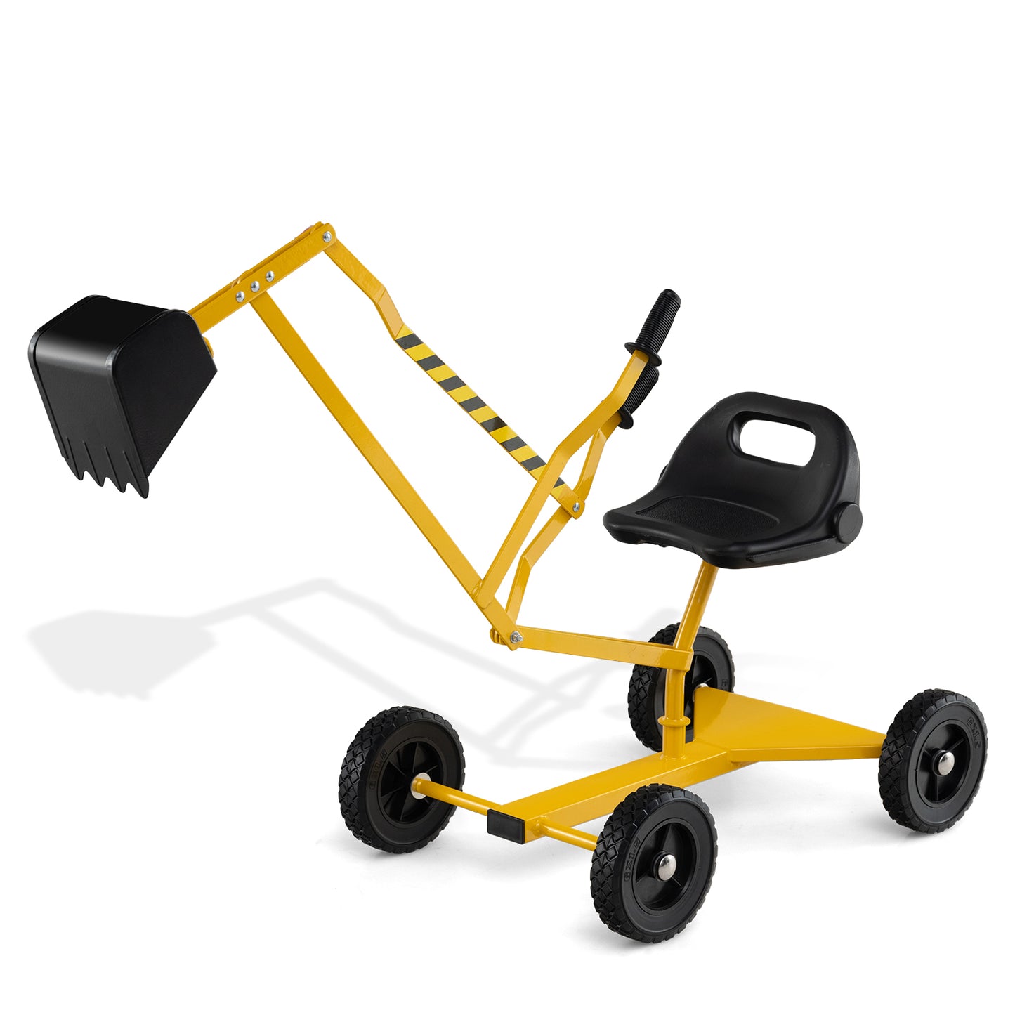 Yellow 4-Wheel Ride-On Excavator | Ergonomic Backrest
