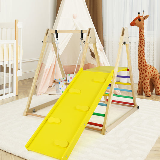 Wooden 4 in 1 Jungle Gym | Swing Ramp Ladder | Multicolor