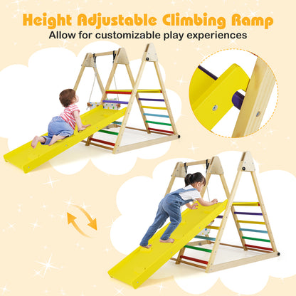 Wooden 4 in 1 Jungle Gym | Swing Ramp Ladder | Multicolor