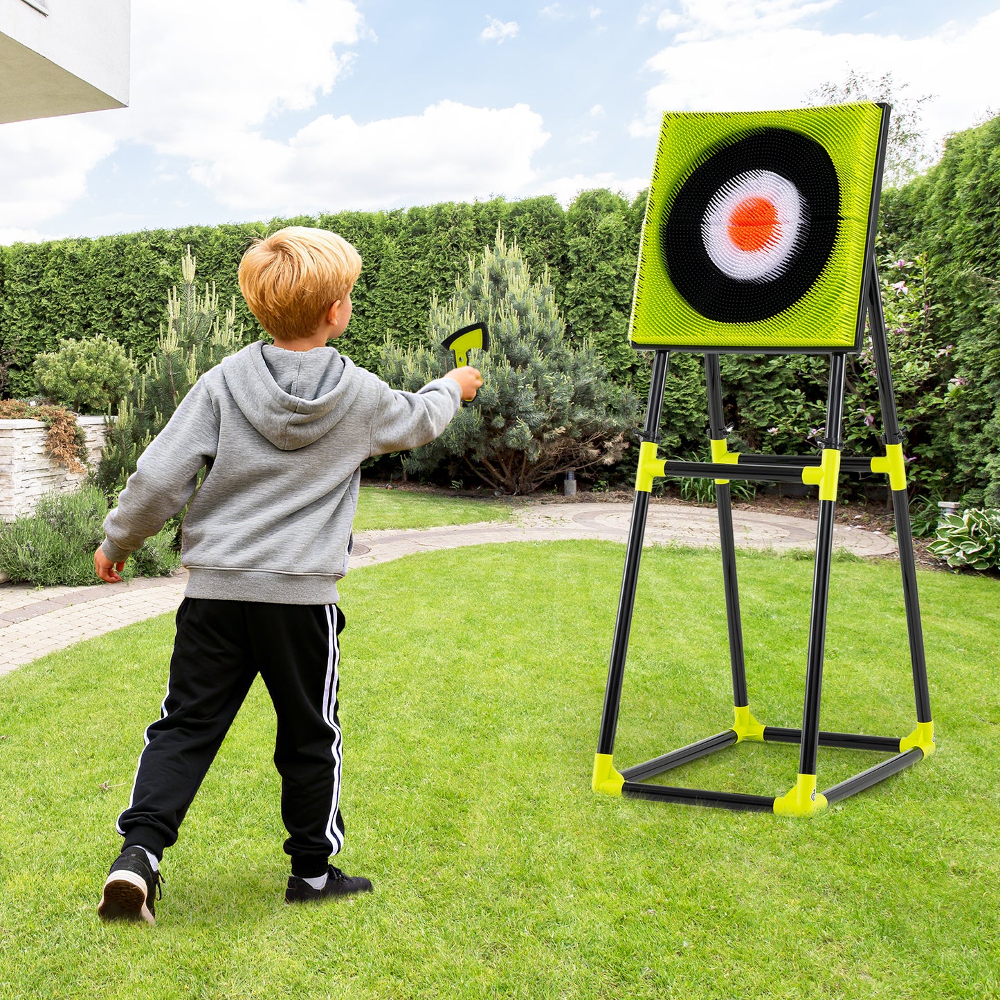 4 In 1 Throwing Target Set Green Black | Axes Bow Arrows Darts