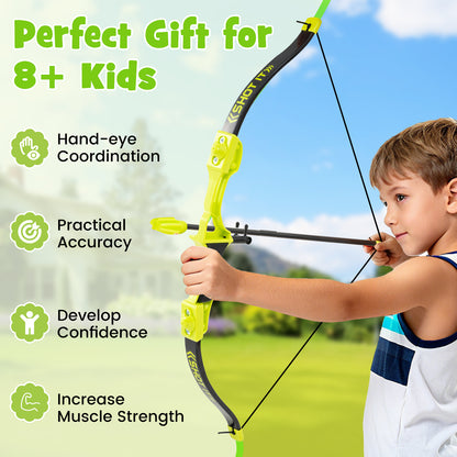 4 In 1 Throwing Target Set Green Black | Axes Bow Arrows Darts