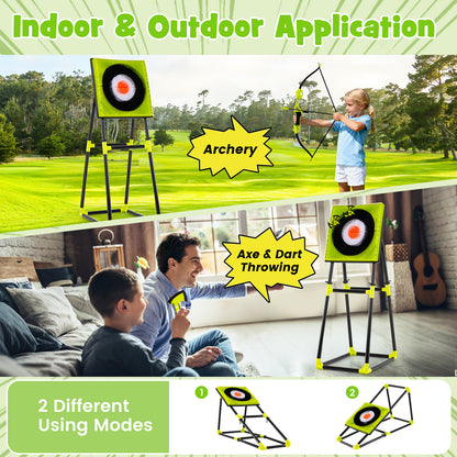 4 In 1 Throwing Target Set Green Black | Axes Bow Arrows Darts