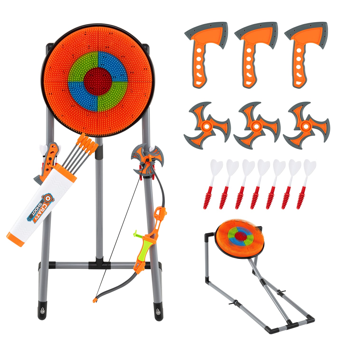 4 In 1 Kids Throwing Target Set | Orange Black Grey Colors