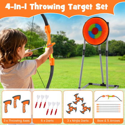 4 In 1 Kids Throwing Target Set | Orange Black Grey Colors