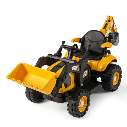 Yellow 4-in-1 Electric Ride On Excavator | Remote Control | Ages 3+