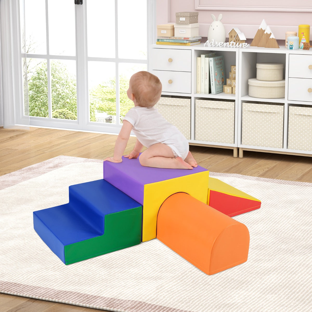  4-Piece Climb and Crawl Foam Block Play Set for Infant Baby-Multicolour