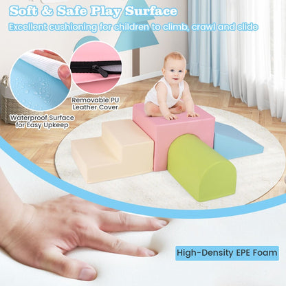 Foam Block Play Set 4 Piece | Pink Crawl & Climb Blocks for Infants