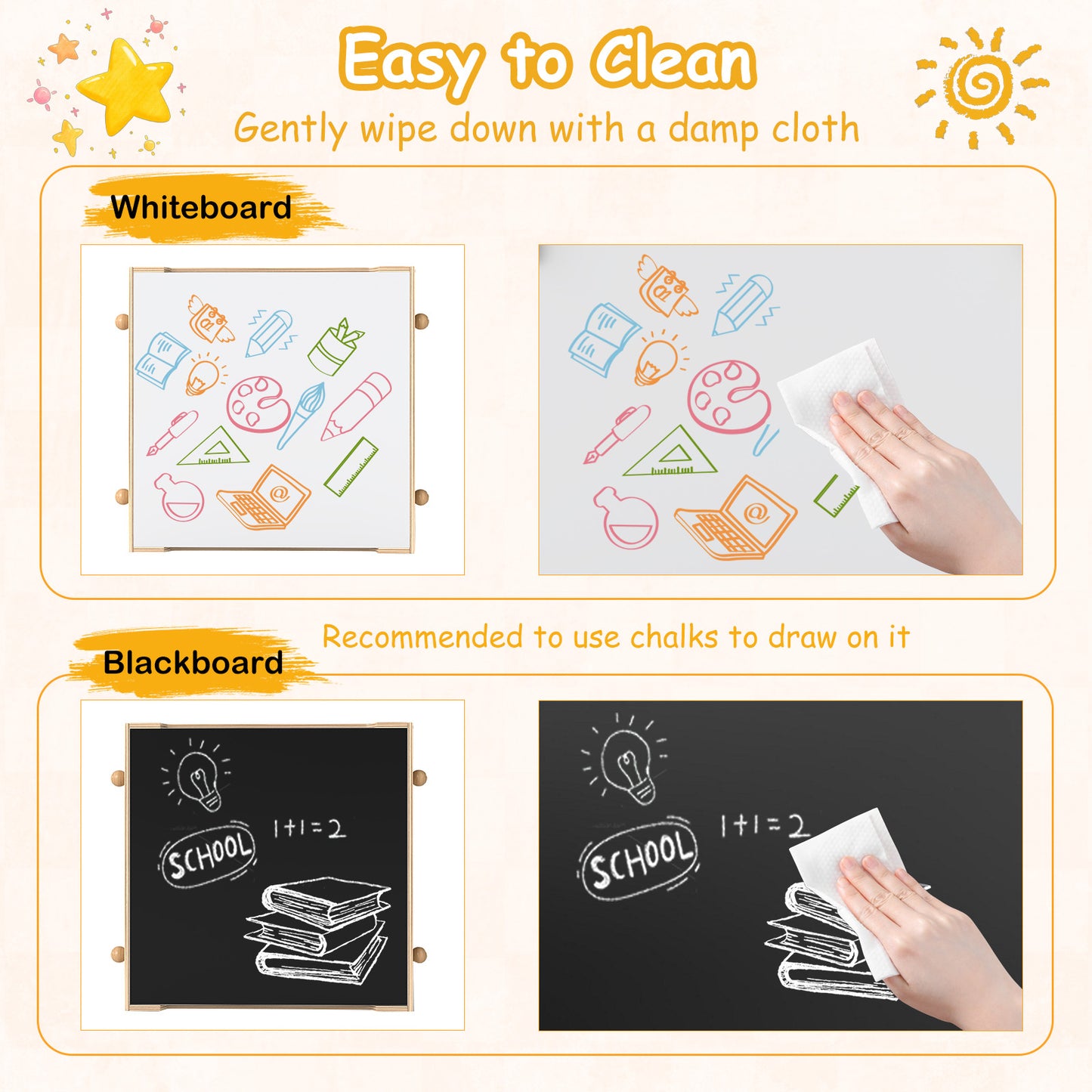 Natural Wood 4 In 1 Kids Table Chairs Set | Robot Design Storage