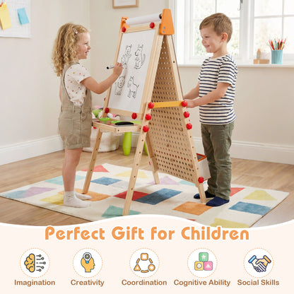 Natural Wood 4in1 Adjustable Kids Art Easel | Double Sided Board