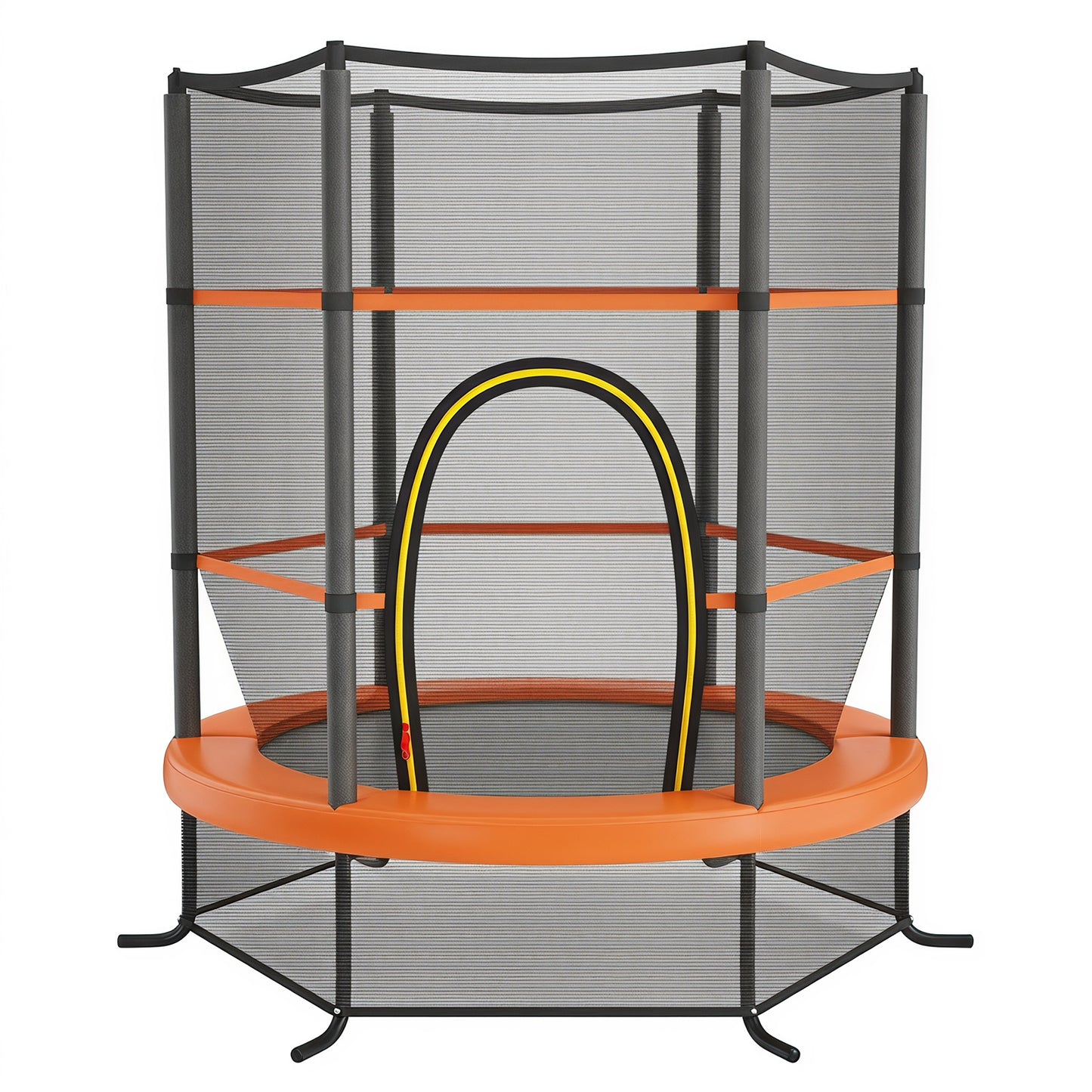 Orange Kids Trampoline 5.3Ft | 135kg Capacity & Enclosure Net