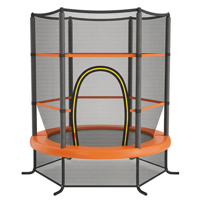 Orange Kids Trampoline 5.3Ft | 135kg Capacity & Enclosure Net