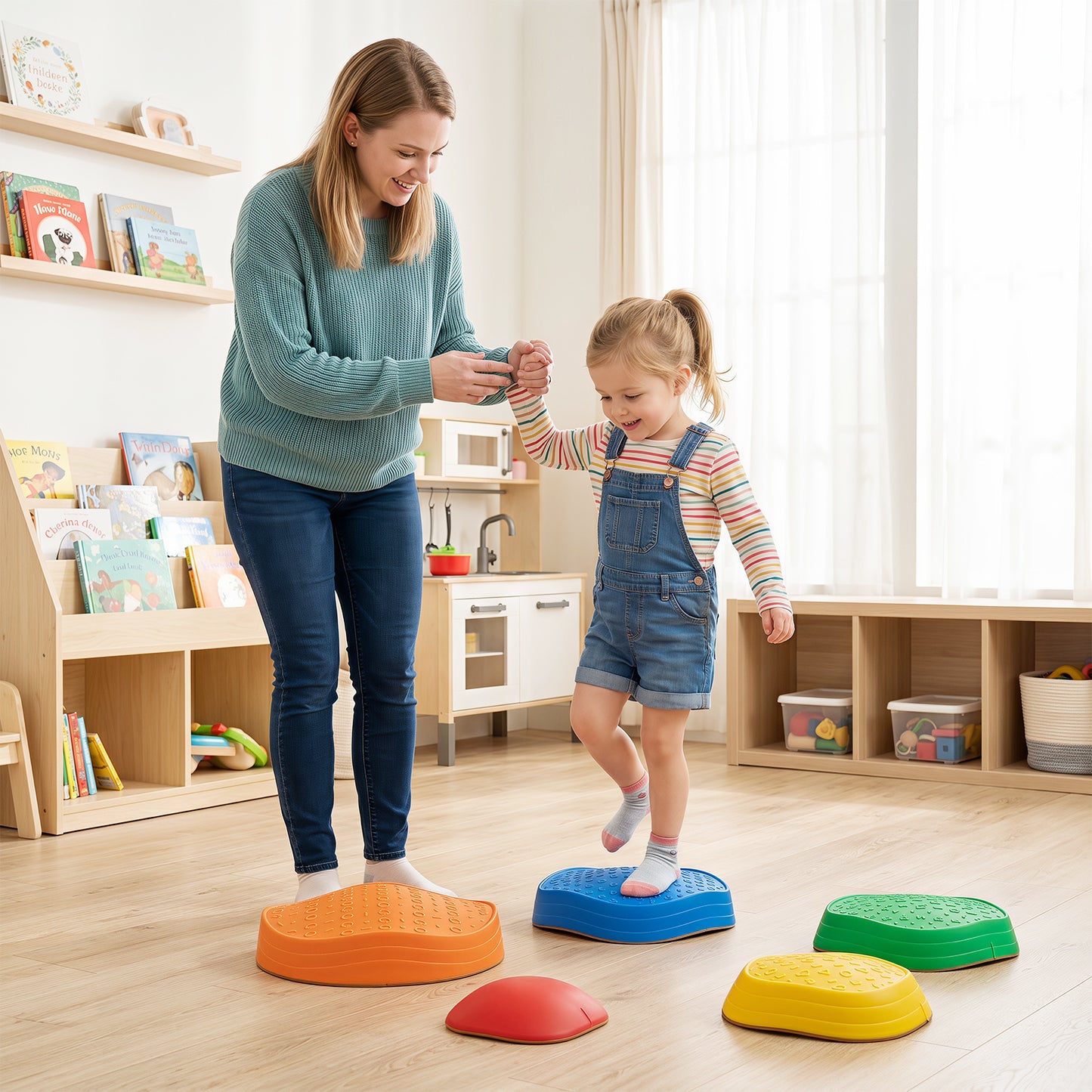 5-Piece Multi-Color Crab Stepping Stones | Kids Balance Toy Set