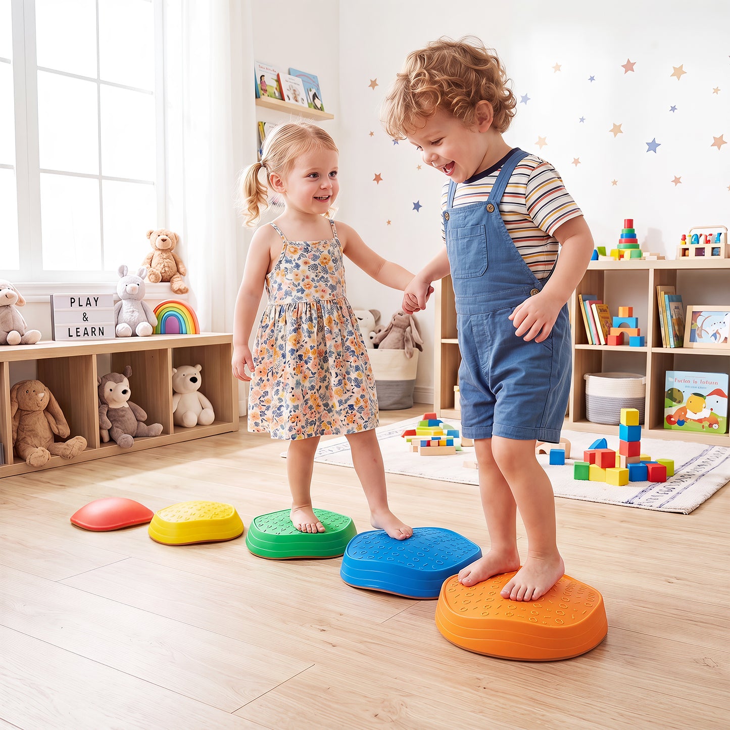 5-Piece Multi-Color Crab Stepping Stones | Kids Balance Toy Set