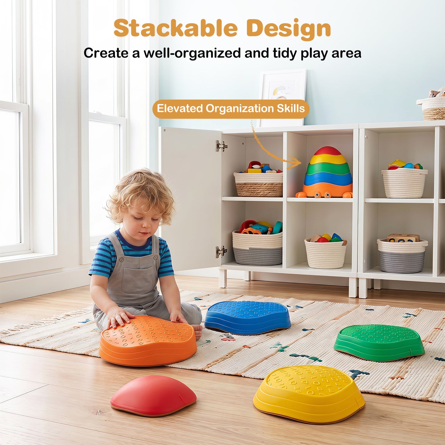 5-Piece Multi-Color Crab Stepping Stones | Kids Balance Toy Set
