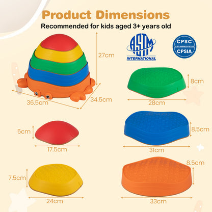 5-Piece Multi-Color Crab Stepping Stones | Kids Balance Toy Set